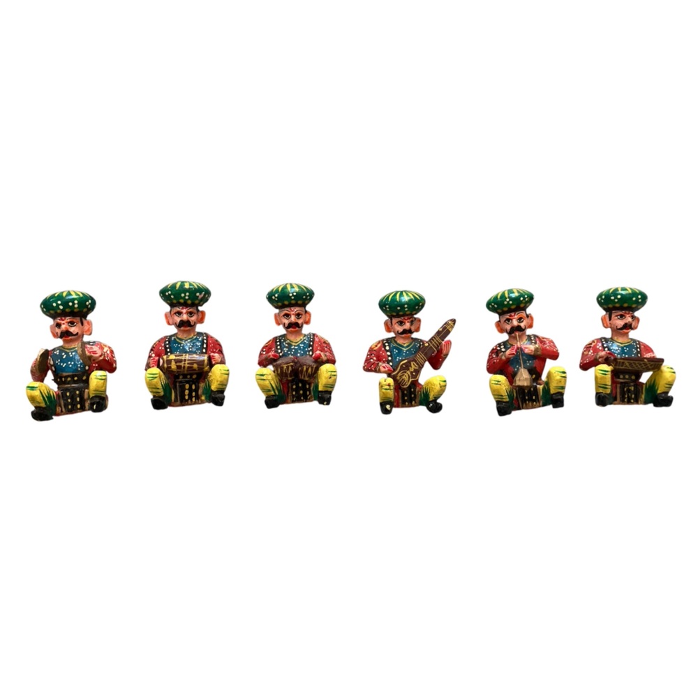 Antique Rajasthani Musician Figurines Set of 6 Bawla